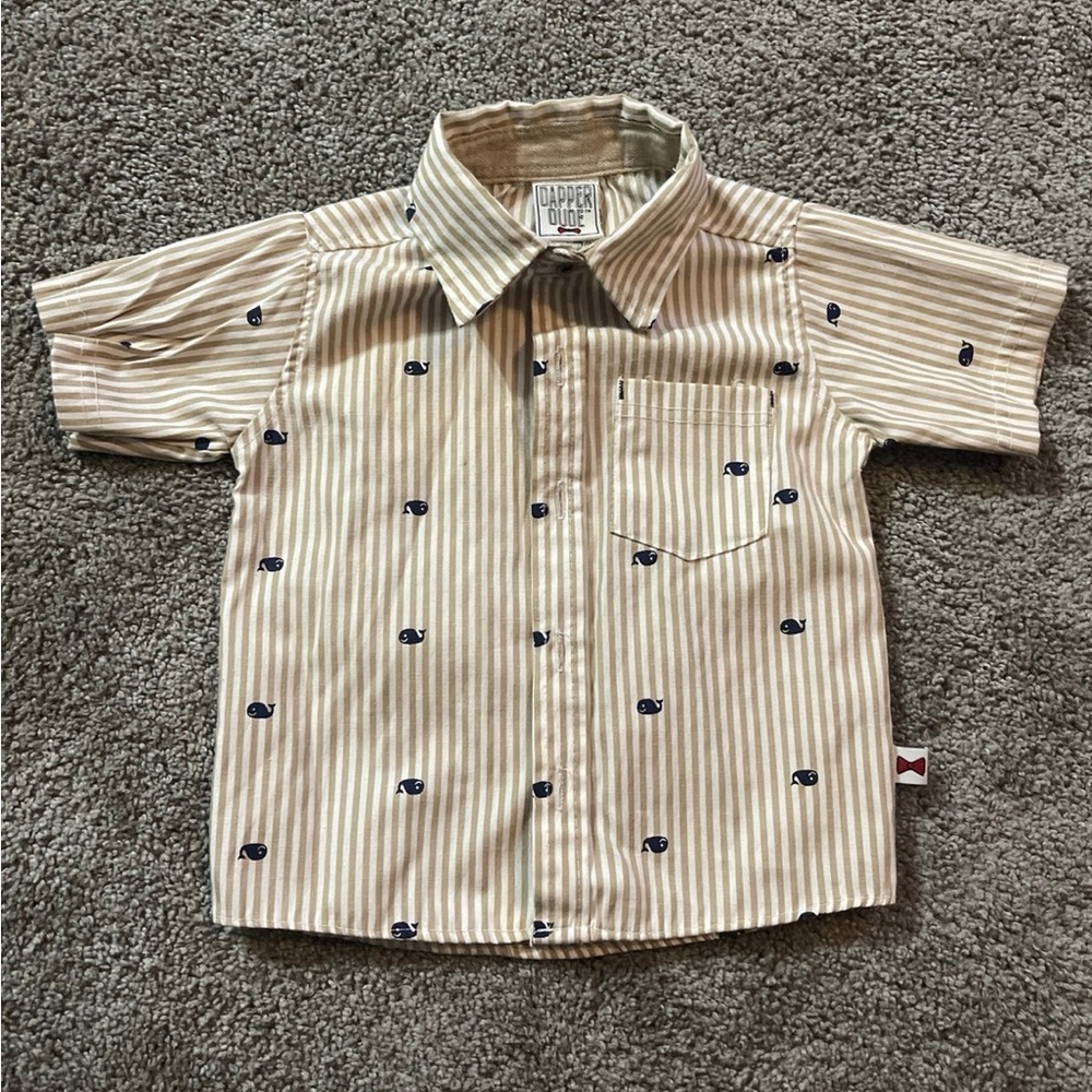 Tan Striped Kids Button-Down Shirt